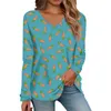 Damen T -Shirts Shirt Ostern Print Langarm täglicher Wochenend Basic v Hals reguläre Frühlings -Top -Frauen Modebluse