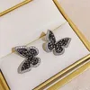 Hengste Ohrringe Mode Strassonstone Schwarzer Schmetterling Frauen Vintage Dark Temperament Ins Kristall Sommer Hochzeit Schmuck