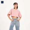 New Design Apparel of Women Oversize Crop Top Plain Colour T-shirts Anti-wrinkle Fabric for Unisex Casual Style Made in Thailand