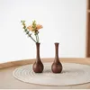 Vaser 1pc svart valnöt massivt trä torr blomma vas hem vardagsrum bordsskiva dekorativ prydnad retro enkelhet liten