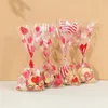 Embrulho de presente 50pcs Páscoa Candy Cookie Pacote Transparente Bag Plástico Dia dos Namorados Impressão de coração Clear Opp Party Decor 2024