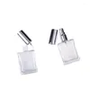Opslagflessen Parfum fles Duidelijke platte vierkante glazen flesjes 15 ml 25 -stks zilvergouden zwart spuitpompverpakking Cosmetische container