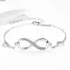 Pulseira de estilo de prata esterlina 925 para mulheres com braceletes de símbolos ilimitados versátil presente