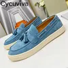 Casual Shoes Designer Brand Cow Leather Loafers Men Thick Sole Causal Tassels Flat Walk Male Autumn Office Driving For