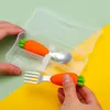 Forks 1/2 PCS Baby Feeding Utensils Cartoon Fork Spoon Child Cutlery Anti-fall Silicone Kitchen Gadgets Cake Vegetable Teaspoon