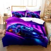 Conjunto de capa de edredom de carro esportivo Luxo de alta qualidade de alta qualidade de cama impressa em 3D 2/3pcs rainha dupla rei bedes adultos meninos têxteis home 240401