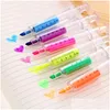 Highlighters Wholesale Novelty Nurse Edele محقنة على شكل علامة تمييز العلامة ألوان Pens Pens Stationery Schools Schools 6 Style Dro Dhhkb