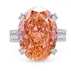Cluster anneaux désir super grand explosif flash pigeon œuf de papalacha anneau luxueux 925 argent importé de diamant de diamant à haute teneur en carbone