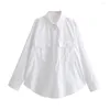 Bluzki damskie Zach Ailsa 2024 Spring Product Long Sleved Lape Lape Work Dekoracja Casual Top Poplin Loose Shirt