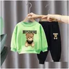 Kleidungsstücke Kinder Kleidung Frühlings- und Herbstanzug Kinder S Cartoon Printed Hoodie Jungen Mädchen Langarm Hosen zweiteilige Set 230207 DHFR7