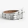 Men's hollow punk casual belt ladies fashion women eye decorated double row belt