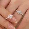 Srebrny moissanite Pierścień zaręczynowy Crystal Crystal Pierścień Crystal Pierścienie dla kobiet prezent biżuterii
