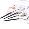 Ensembles de vaisselle 24pcs Black Silver Table Set Set Mirror Couvertures en acier inoxydable Kitchen Western Knife Fork Spoon