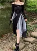 Robes décontractées sangle sexy robe midi femme 2024 été sans manches en sueur noire vintage élégante fête une pièce coréenne mince