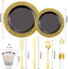 Diminuiço descartável 210pcs Black and Gold Placas - Guardana