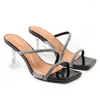 Dress Shoes Transparante PVC Slippers Crystal Cup Hoge hakken Sexy Casual Plus Size 35-42 Women Open Toe