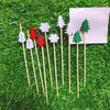 Forks Snowflake Shaped Bamboo Picks Creative Christmas Series DIY Disposable Skewers Household Fruit Kids