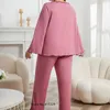 家庭用衣類プラスサイズピンク2pcsパジャマセット