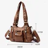 Totes Multi Functional High-1uality Soft Leather Women's Shoulder Bag med stor kapacitet Flera fickor för Crossbody-väskor