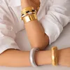 Bangel Uworld Schwarz -Weiß Manschette Armreifen 18k PVD Gold plattiert Edelstahl glattes Tropfen Öl Klassisches Armband für Frauen Pulseras mu