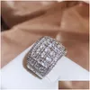 Anneaux de mariage Micro Pave Lab Diamond Ring 925 Sterling Sier Engagement Band for Women Bridal Birthday Party Bijoux Gift Drop délivre DHZWB