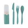 Dinnerware Sets Portable Reusable Spoon Fork Chopsticks Knife Wheat Straw Tableware Cutlery Set Travel Picnic Camping Kits