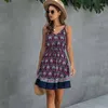 Повседневные платья Loskky Summer Women Plants Blowons Cotton Mini Sunress Fase Sexy Sexy Borkless Slip Elastic Taist