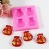 Moldes de cozimento 4ª Companhia Moneybag Kung Hei Fat Choi Fortune em Treasure Bolo Decoração de Molde de Chocolate Soop P1456