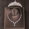 Bruiloft haar sieraden bruiloft haar sieraden barokkostuum bruids sets kristal tiara kroon oorbellen ketting luxe set feest cadeau 230909 l240402