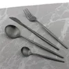 أدوات المائدة مجموعات 6pcs عشاء ماتي شوكات أدوات مائدة أسود من الفولاذ المقاوم للصدأ شوكة المطبخ المطبخ