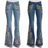 Женские джинсы плюс размер винтажная цветочная вышива