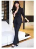 Women's Two Piece Pants Formal Suit Sets Striped Jacket And Gray Black Casual Pantsuit Office Balzer 2 Female Outfits Ropa De Mujer