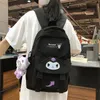 Anime Sanrioed Nylon Backpack Bag Bag Melody Kuromi Pom Purin Cartoon Doll Bolsa de escola fofa de Natal Presente de Natal 240328