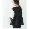 Women's Vests Women Cotton Vest Japan Korea 2024 Autumn Winter Ruffle Edge Fashion Casual Splice Black Warm Down Coat Wear