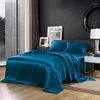 Sängkläder sätter 4 stycken set ark täcke täckning 25 mm mullbärsilk sömlös blå mjölk te färger king size anpassa