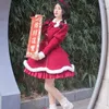 Casual Dresses Coalfell Lolita Christmas Clothing War Robe Red Fur Coat Autumn And Winter Thick Versatile Skirt