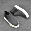 Casual schoenen High Top Sneaker Men Designer Ankle Boots Fashion MicroFiber Leather bovenste verhoogde interne platte platformbord