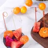 Forks 100Pcs Bamboo Sticks Wooden Disposable Round Loop Tie Knotted With Twisted Ends Decorative Skewers Fruit Cocktail Picks