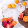 Vorken 100 stks bamboe stokken houten wegwerp ronde lus stropdas geknoopt met gedraaide uiteinden decoratieve spies fruitcocktail picks