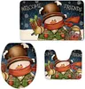 Maty do kąpieli Dekoracje świąteczne 3PCS Winter Snowman Cover Sedet Cover Dywan Mat Mat do domu