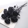 Decorative Flowers Pure Black Single Rose Halloween Ghost Festival Horror Gothic Style Dark Bouquet Series Party Garden Decoration