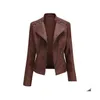 Frauen Leder Faux neu neuer hochwertiger schlanker Herbst Damen Jacke Dünne Abschnitt Kleine Damen PU Motorradanzug Drop Lieferung Bekleidung C Dhuby