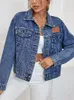 Benuynffy Curndown Collar Giacca di jeans allentati Donne Spring e Autumn Single Single Outwear Outwear Jean Coats Jackets 240403