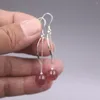 Dangle Earrings Real S925 Sterling Silver For Women Strawberry Crystal Ball 10mm Ethnic Style 2.1inch Length