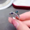 Cluster anneaux meibapj Natural Black Opal Gemstone Fashion Ring Fomen Women Real 925 STERLING Silver Charm Bijoux de mariage