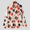 Casual shirts voor heren knappe goed passende tops Incerun Art Printing Patroon Blouse Streetwear Mannelijke lange mouwen revers S-5XL