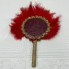 Decorative Figurines 1pcs African Wine Turkey Feather Hand Fan Handmade Fans For Wedding Decoration With Flowers Single Side