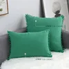 Kudde Cilected Ins Soft Suede Cover med Pompom Bedroom Soffa Dekorativa fall 30x50 cm/50x50 cm