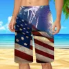 New Independence Day Beach 3D Stampato per giovani uomini casual dritti dritti estivo micro pantaloni da nuoto elastici pantaloncini 80