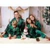 Familie Matching Outfits Satin Silk Pyjamas Solid Sleepwear Loungewear Nightwear Pants Set voor vader Moeder Kinderen 240327